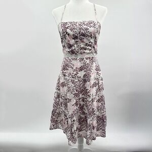 Anthropologie Vintage Y2K Tabitha Tiered Floral Lace Midi Dress in Purple‎ 8P